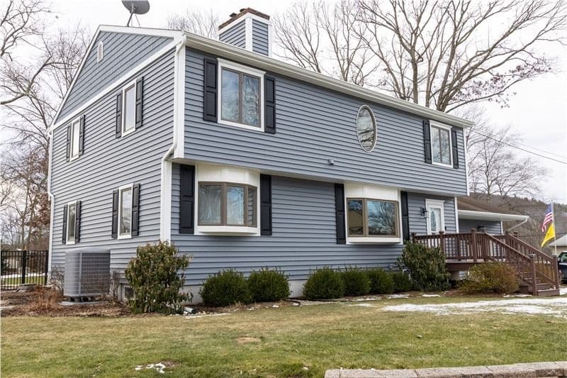 home with blue siding