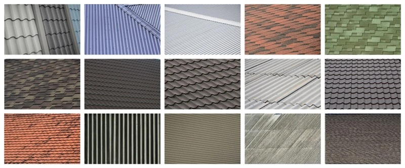A collage of different types of roofing tiles.