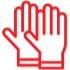 A pair of red gloves on a white background.