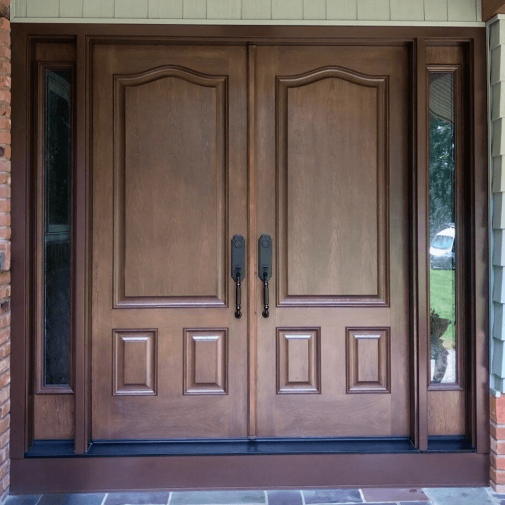 Beautiful double front door opens into living space