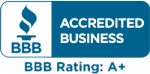 The bbb rating a+ logo.