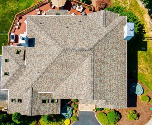 Aerial view of roof - regular roof inspections