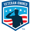 A logo with the words veteran owned.